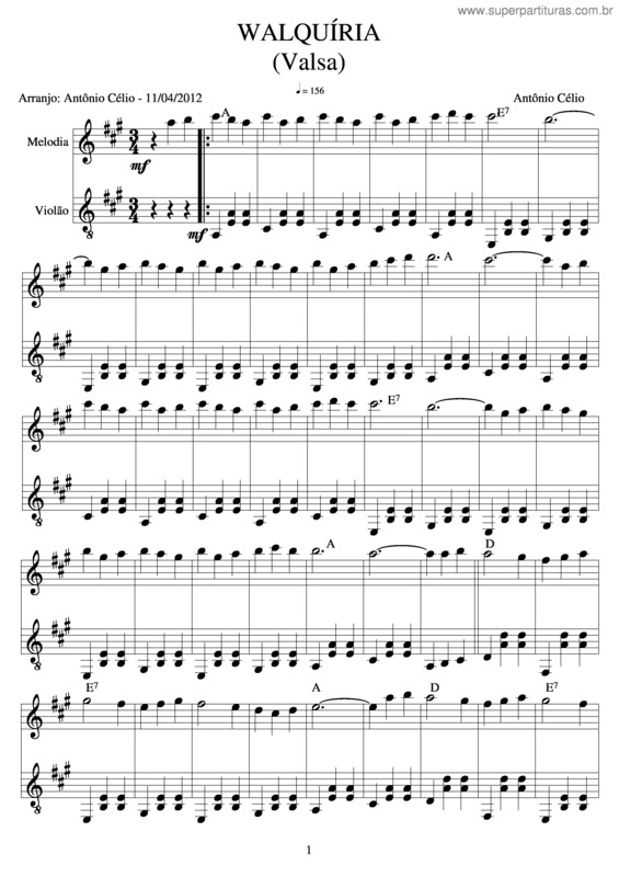 Partitura da música Walquíria