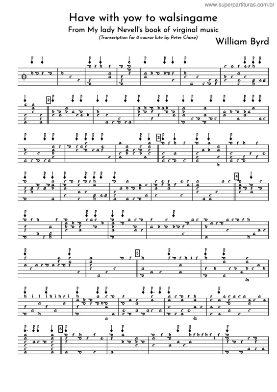 Partitura da música Walsingham