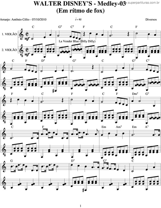 Partitura da música Walter Disney`S v.3