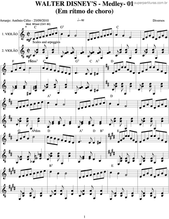 Partitura da música Walter Disney`S