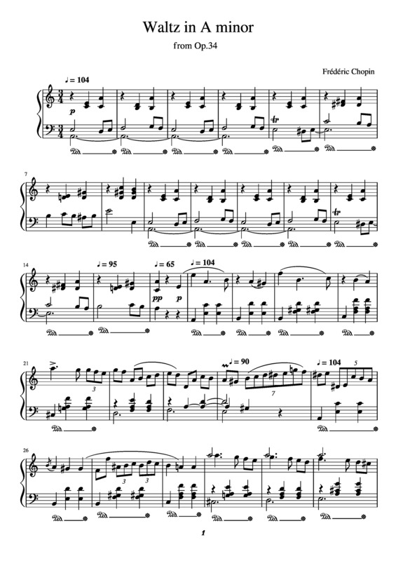 Partitura da música Waltz In A Minor - Frederic Chopin