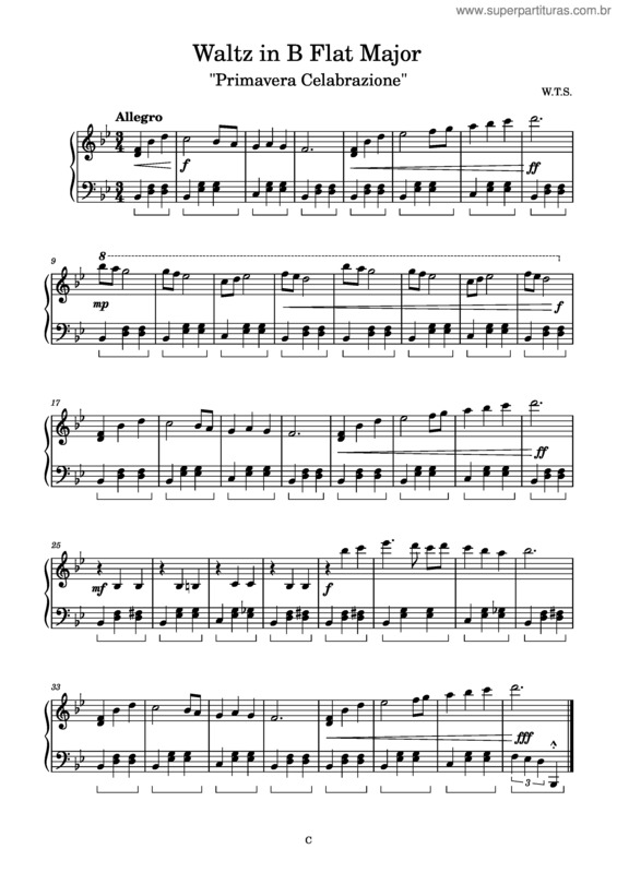 Partitura da música Waltz In B Flat Major Primavera Celalbrazione – W.T.S.
