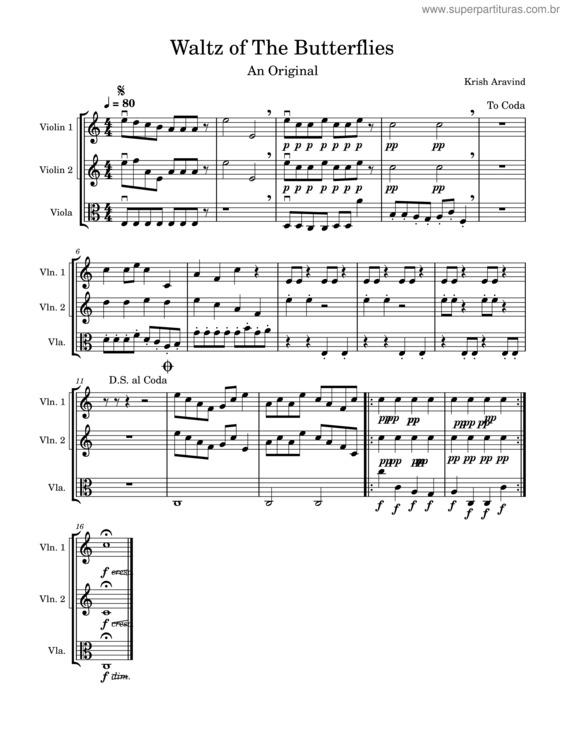 Partitura da música Waltz Of The Butterflies -Trio