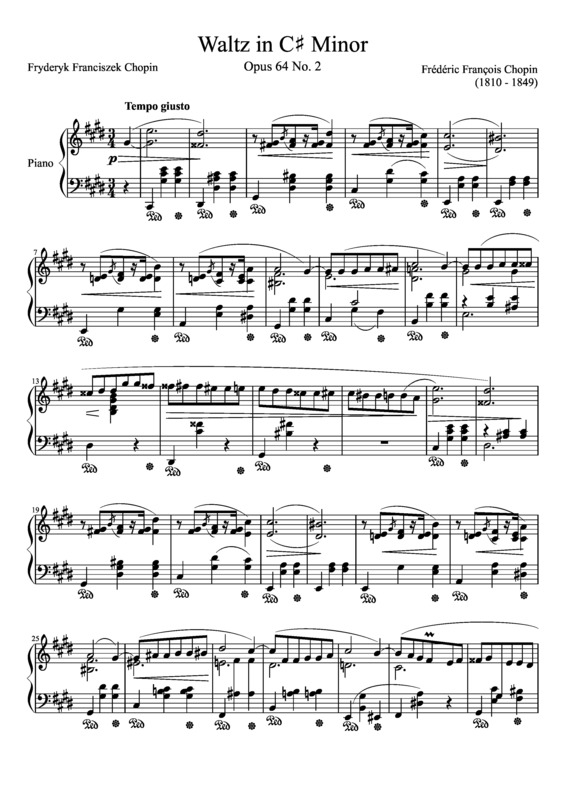 Partitura da música Waltz Opus 64 No. 2 In C Minor