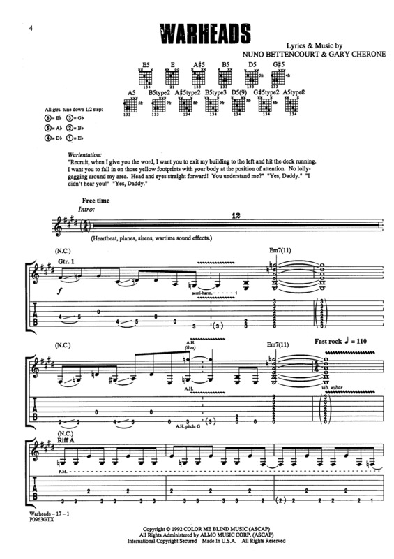 Partitura da música War Heads