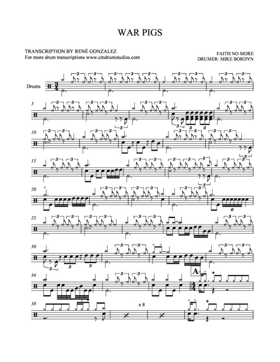 Partitura da música War Pigs v.2