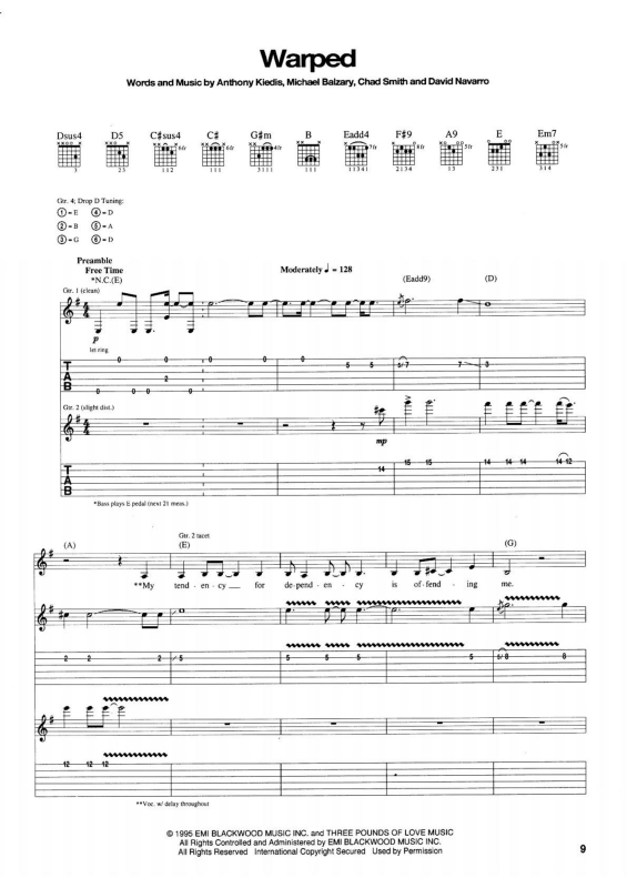 Partitura da música Warped