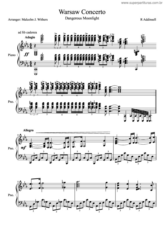Partitura da música Warsaw Concerto