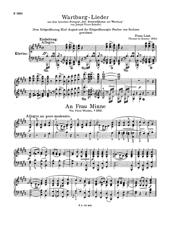 Partitura da música Wartburg Lieder S.345