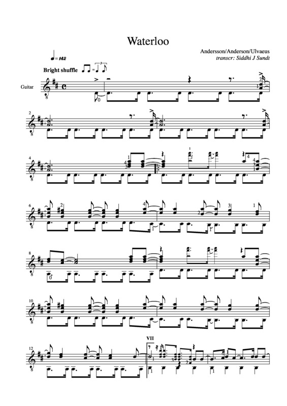 Partitura da música Waterloo v.5