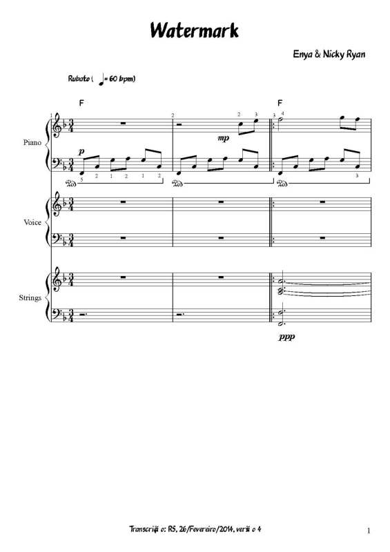 Partitura da música Watermark v.2