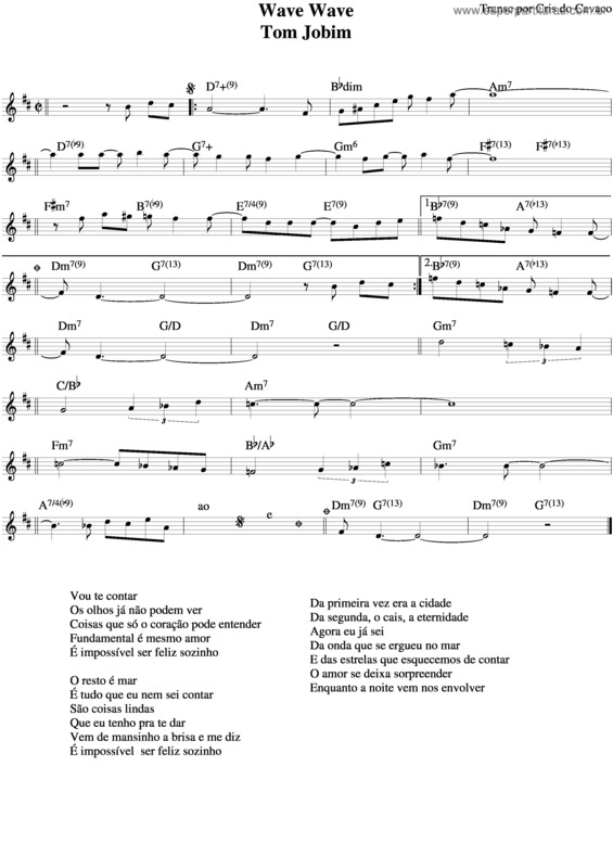 Partitura da música Wave Wave v.2