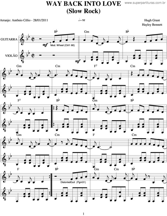 Partitura da música Way Back Into Love v.2