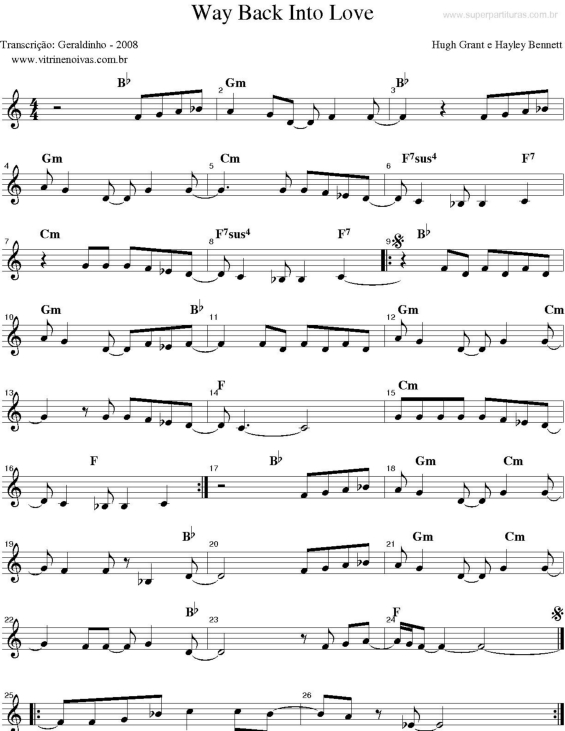 Partitura da música Way Back Into Love