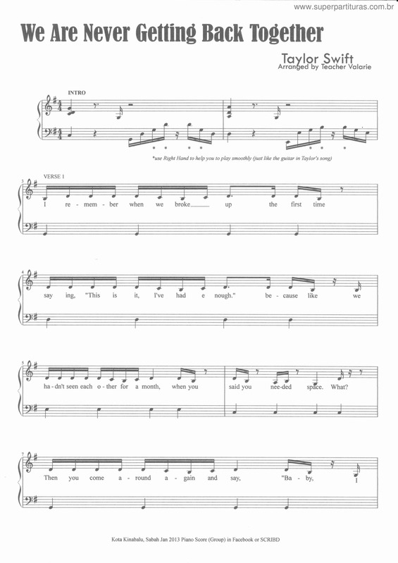 Partitura da música We ae getting back together