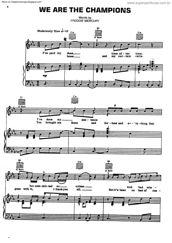 Partitura da música We Are The Champions v.6