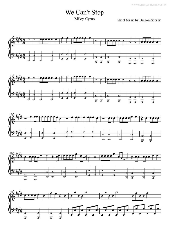 Partitura da música We Can`t Stop v.3