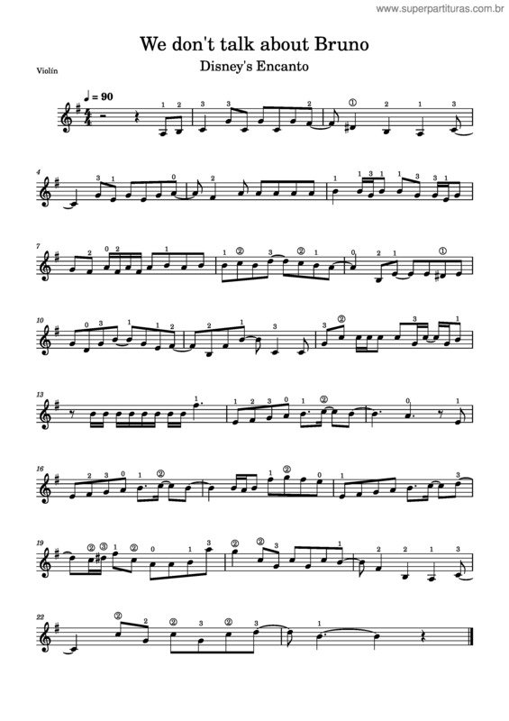 Partitura da música We Don`T Talk About Bruno –Violín No Se Habla De Bruno