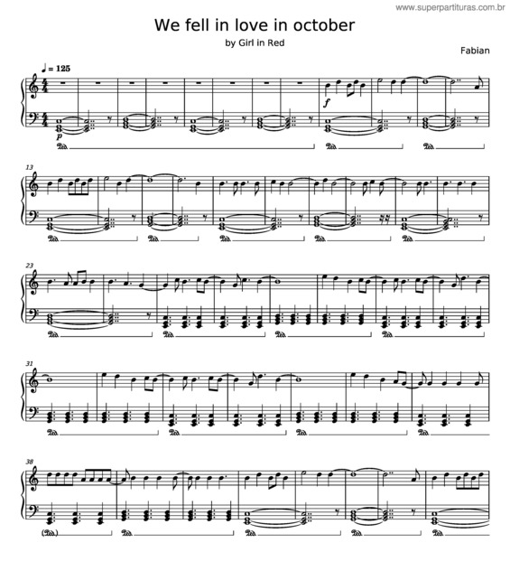 Partitura da música We Fell In Love In October – Girl In Red
