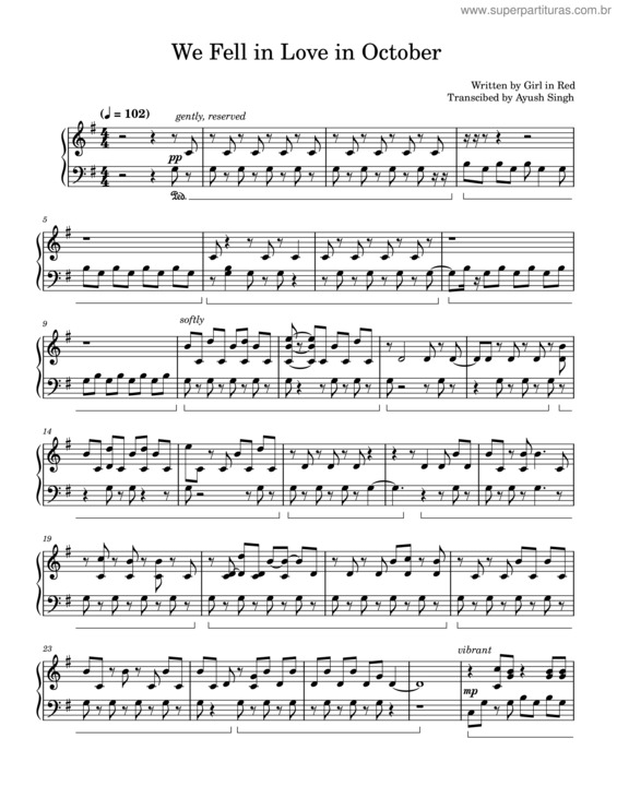 Partitura da música We Fell In Love In October v.2