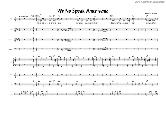 Partitura da música We No Speak Americano v.2