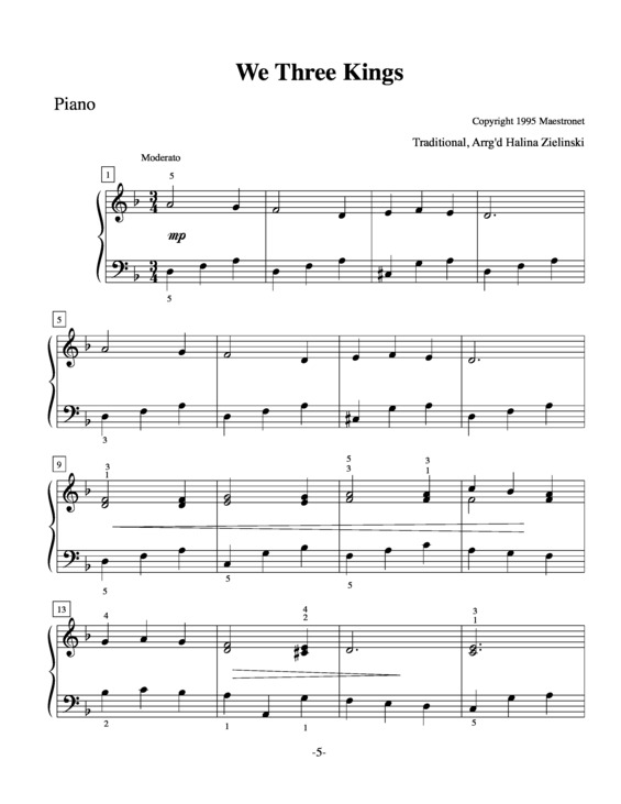 Partitura da música We Three Kings