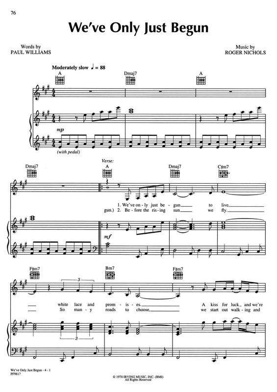 Partitura da música We´ve Only Just Begun v.3