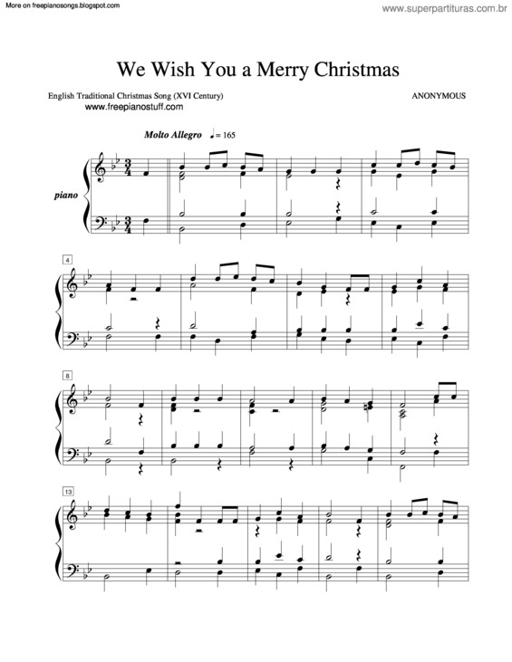 Partitura da música We Wish You A Merry Christmas v.2