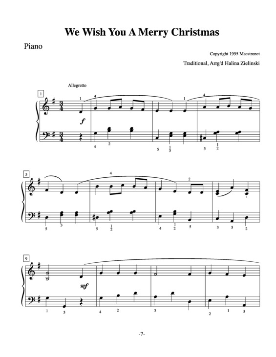 Partitura da música We Wish You a Merry Christmas