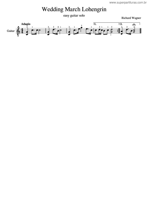 Partitura da música Wedding March Lohengrin – Easy Guitar Solo