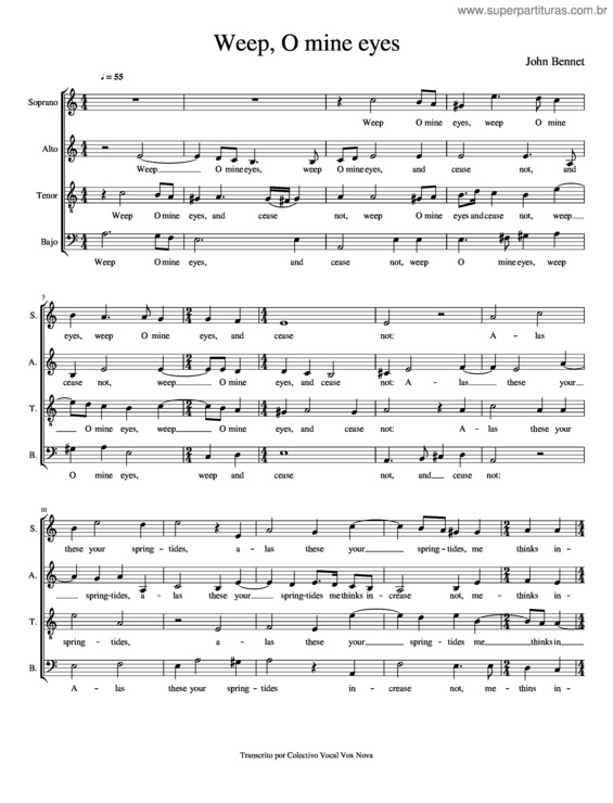 Partitura da música Weep, O Mine Eyes