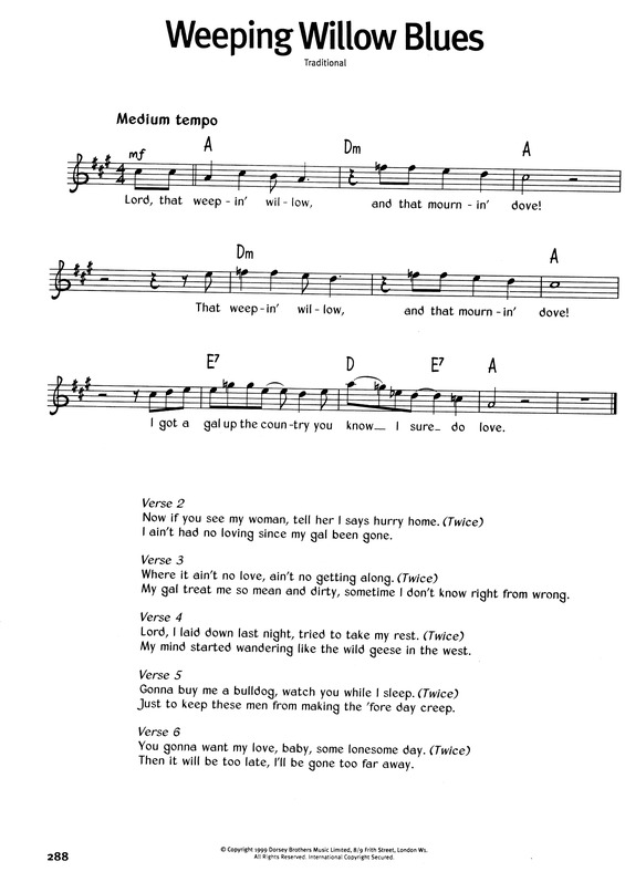 Partitura da música Weeping Willow Blues