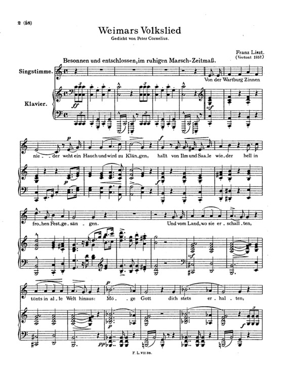 Partitura da música Weimars Volkslied S.313