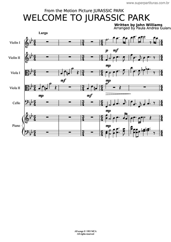 Partitura da música Welcome To Jurassic Park v.2