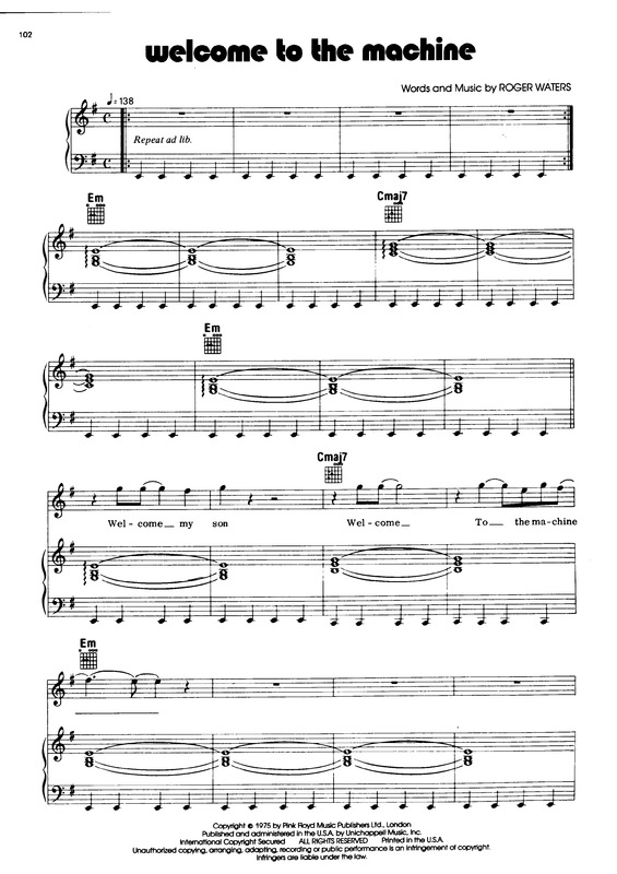 Partitura da música Welcome To The Machine v.4