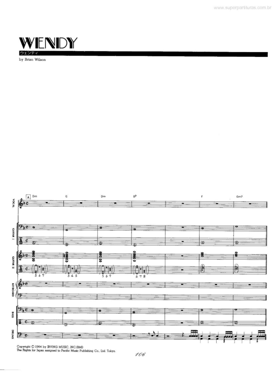 Partitura da música Wendy