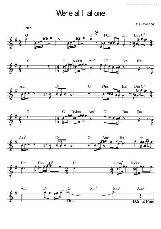 Partitura da música Were All Alone