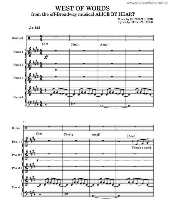 Partitura da música West Of Words – Alice By Heart