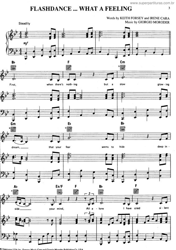 Partitura da música What A Feeling v.3