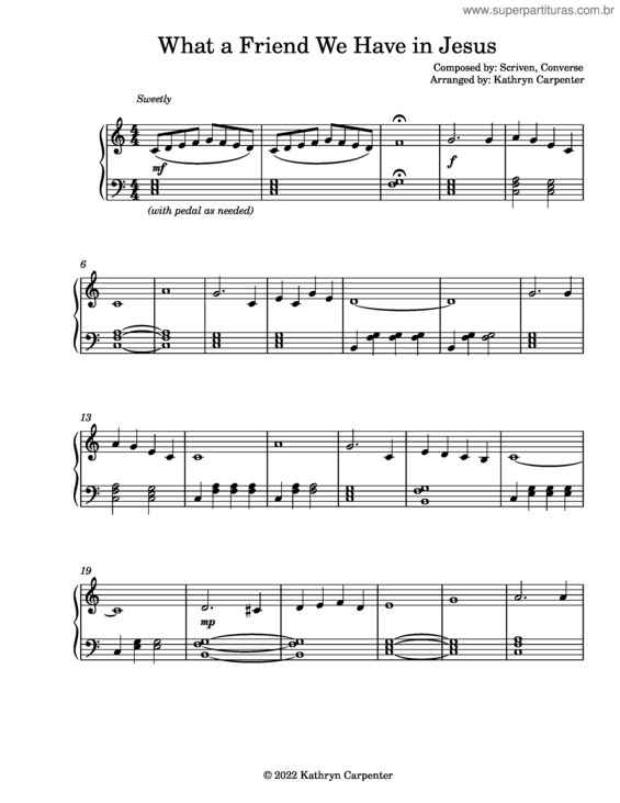 Partitura da música What A Friend We Have In Jesus – Charles C. Converse What A Friend We Have In Jesus Easy Piano