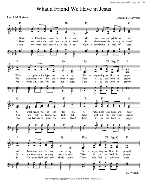 Partitura da música What A Friend We Have In Jesus – Charles C. Converse What A Friend We Have In Jesus