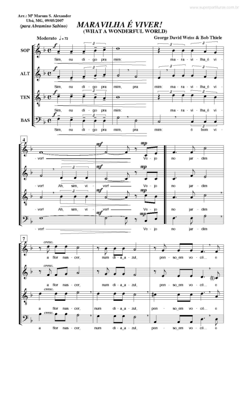 Partitura da música What a Wonderful World (Maravilha é Viver)