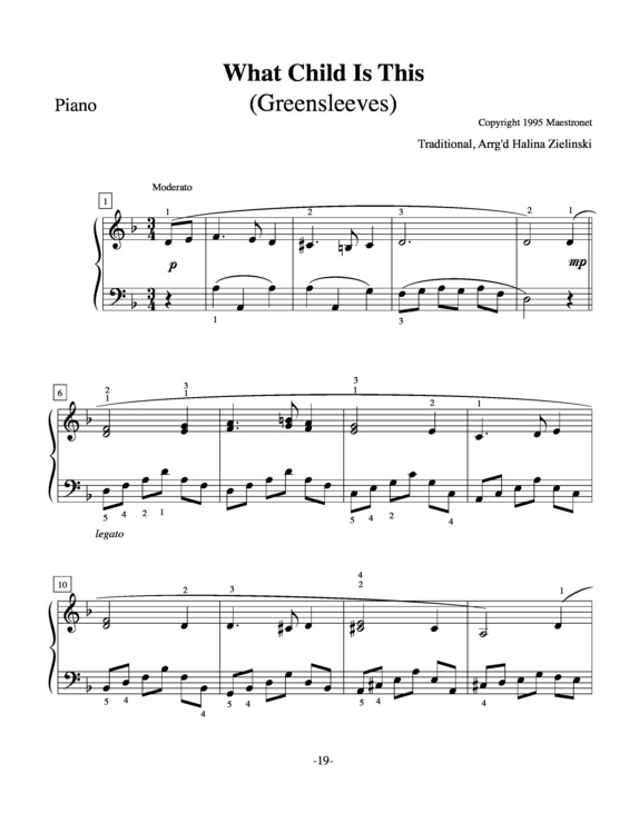 Partitura da música What Child is This