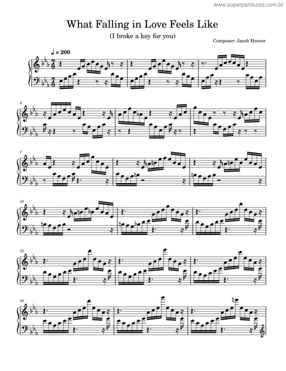 Partitura da música What Falling In Love Feels Like – Jacob Hoover What Falling In Love Feels Like – Jacob Hoover – I Broke A Key For You