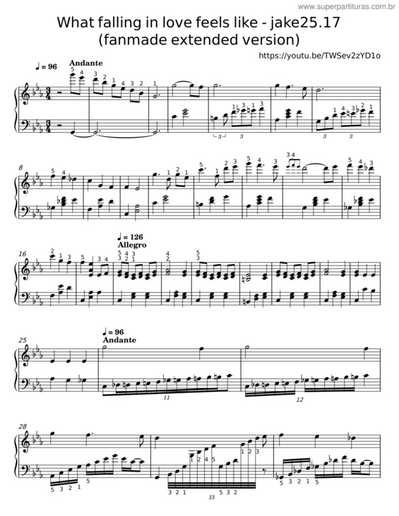 Partitura da música What Falling In Love Feels Like v.2