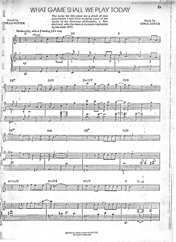 Super Partituras What Game Shall We Play Today Chick Corea Com Cifra