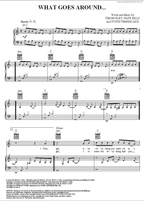 Partitura da música What Goes Around