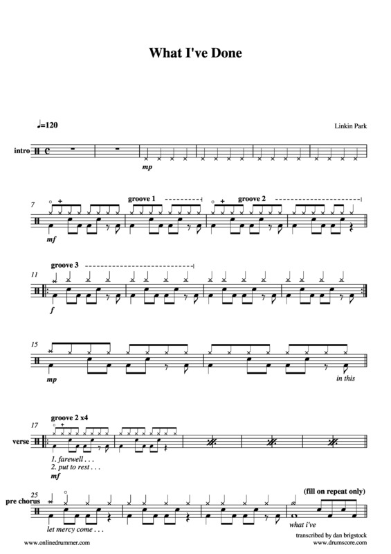 Partitura da música What I´ve Done v.3