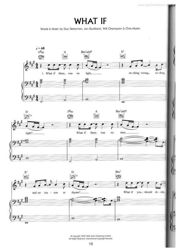 Partitura da música What If