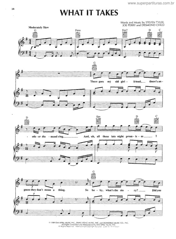 Partitura da música What It Takes